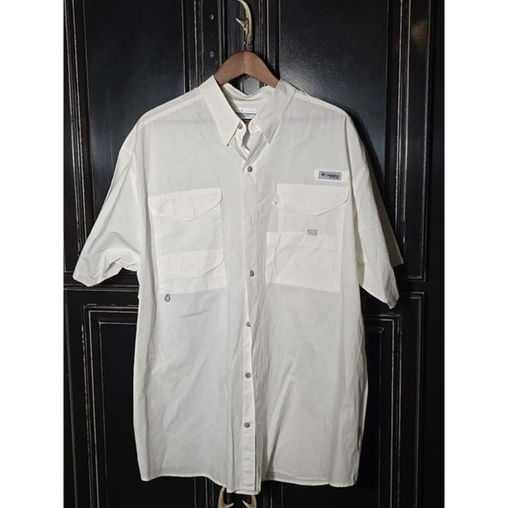 Columbia PFG White, XL Tall, Fishing Shirt, Short Sleeve